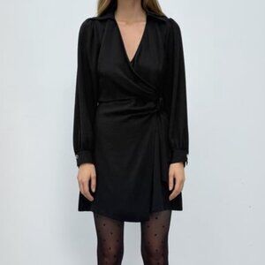 Zara Knotted Mini Dress Size XS Black NWT